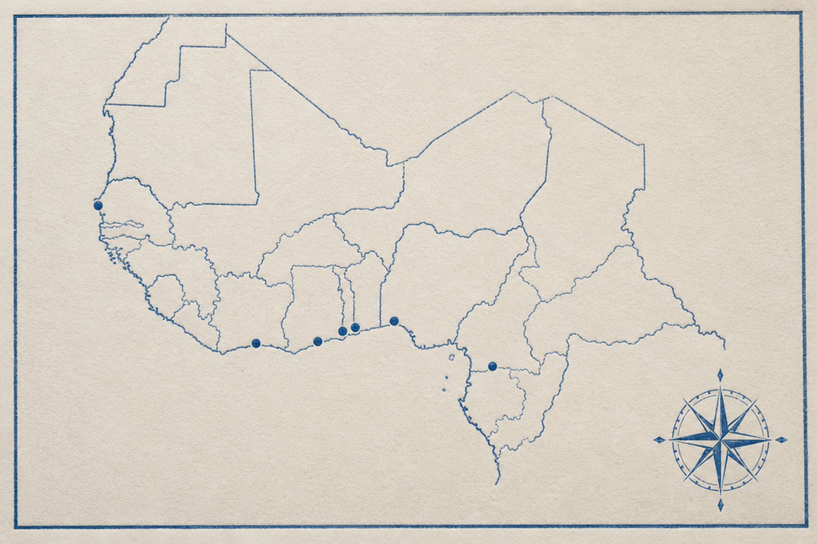 Carte de l'Afrique de l'Ouest, présence Polyfoam