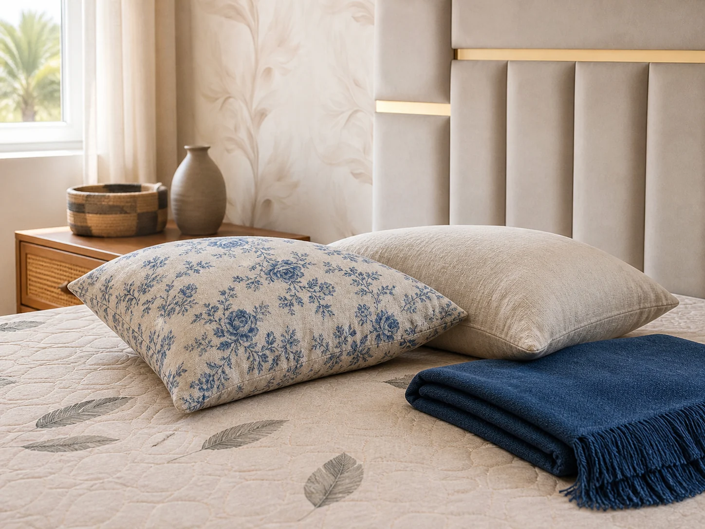 Oreillers et linge Douceur et Sérénité dans une chambre lumineuse